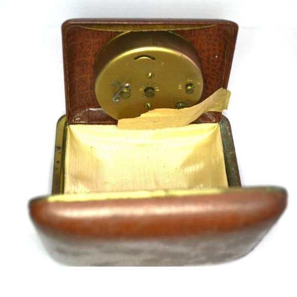 Vintage Gilbert Travel Alarm Clock In Folding Case 1940s Collectible Time Pieces - Picture 5 of 10